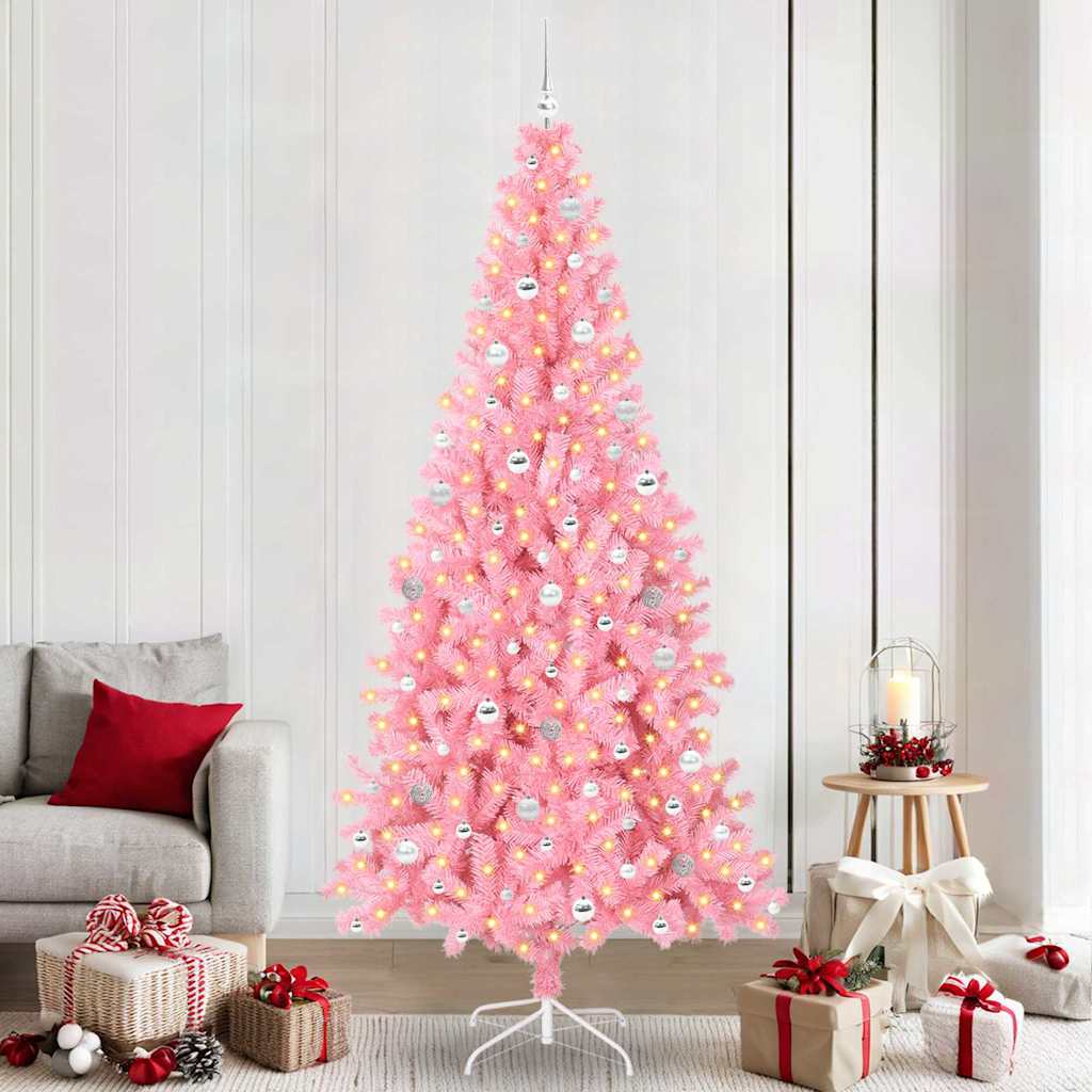 Sapin de Noël avec 300 LED avec support Rose 240 cm PVC - XIOS