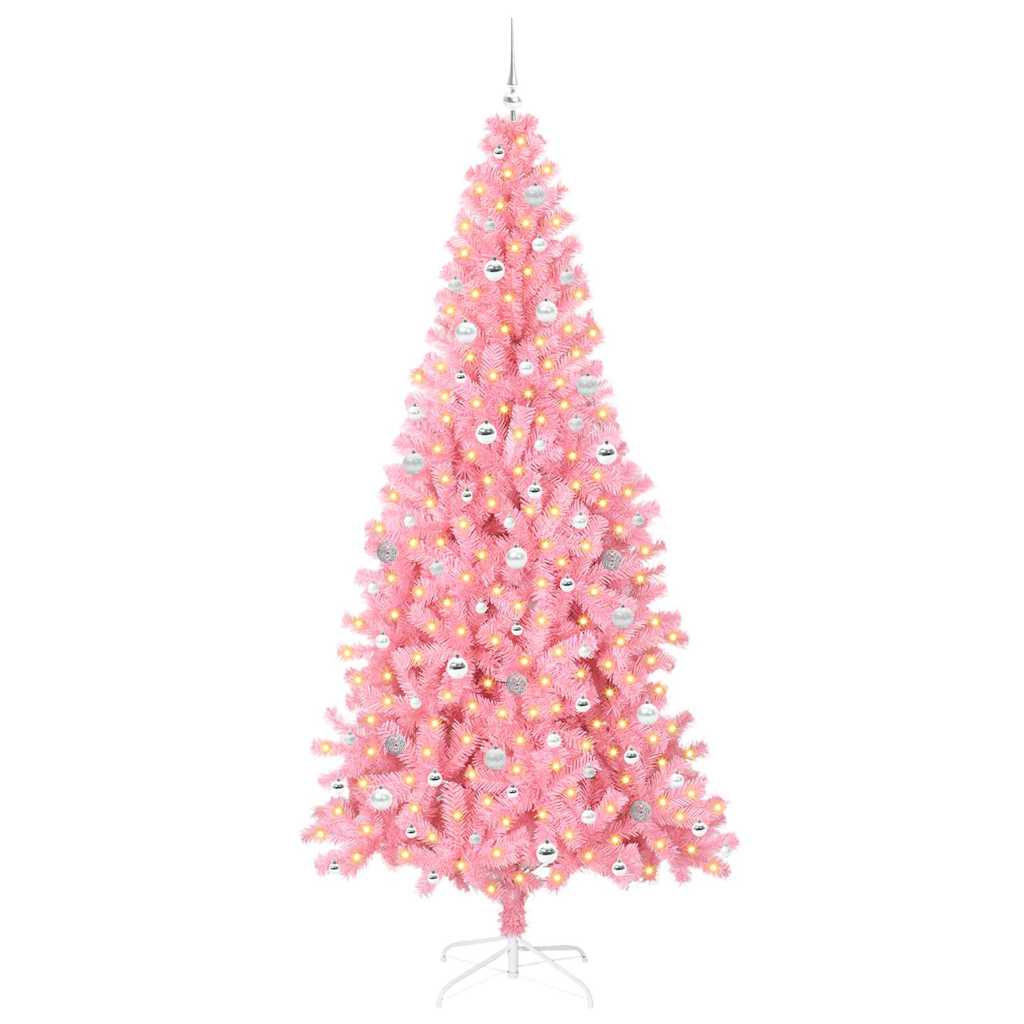 Sapin de Noël avec 300 LED avec support Rose 240 cm PVC - XIOS