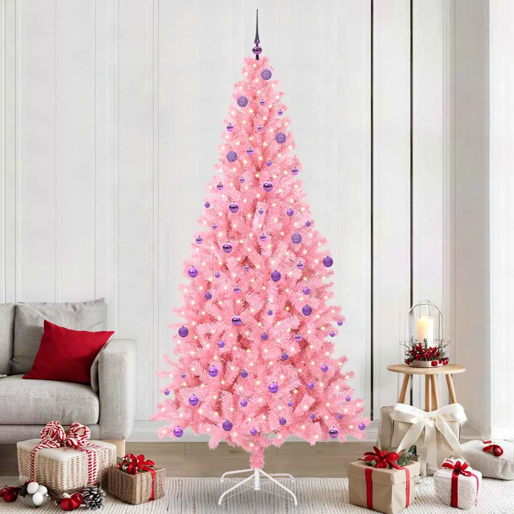 Sapin de Noël avec 300 LED avec support Rose 240 cm PVC - XIOS