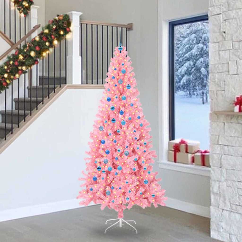 Sapin de Noël avec 300 LED avec support Rose 240 cm PVC - XIOS