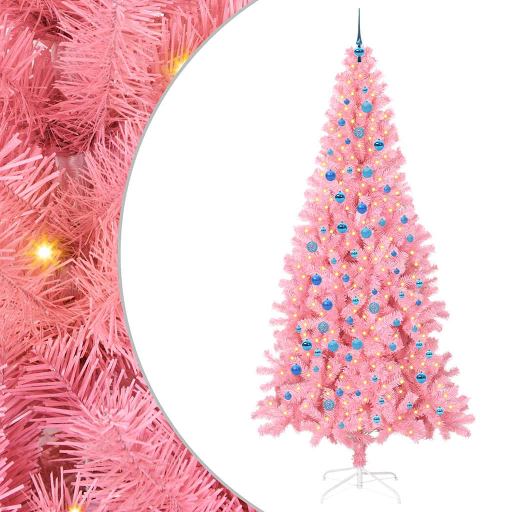 Sapin de Noël avec 300 LED avec support Rose 240 cm PVC - XIOS