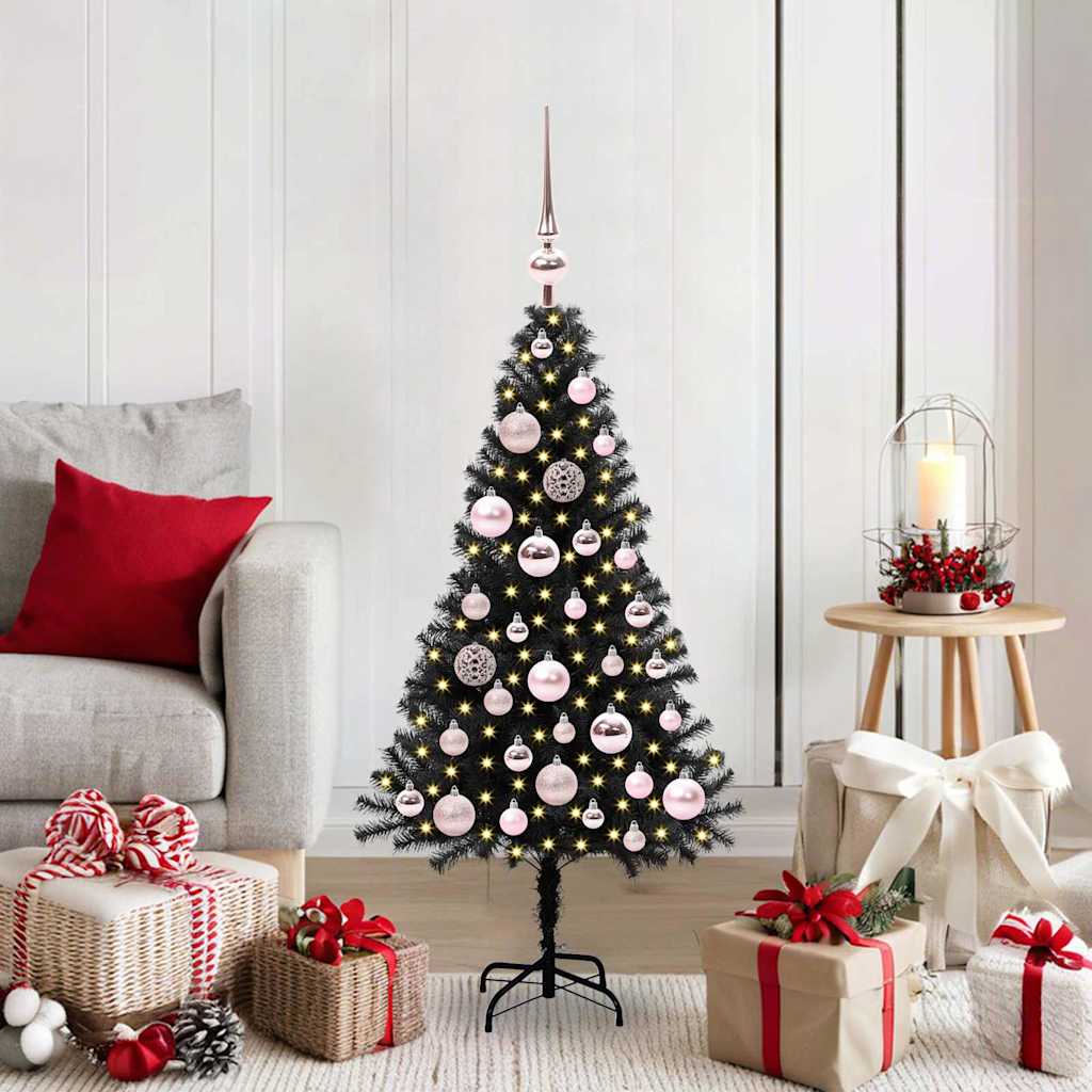 Sapin de Noël avec 150 LED avec support Noir 120 cm PVC - XIOS