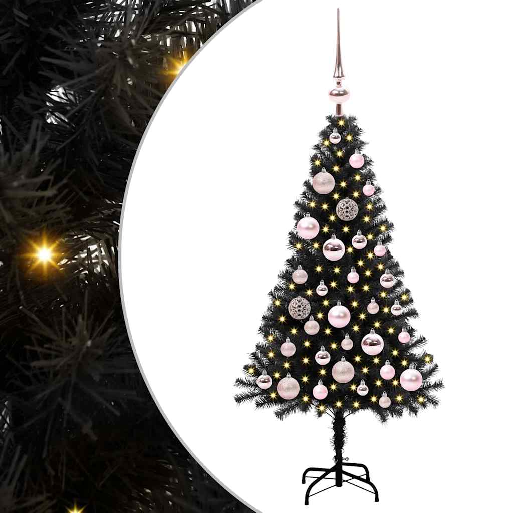 Sapin de Noël avec 150 LED avec support Noir 120 cm PVC - XIOS