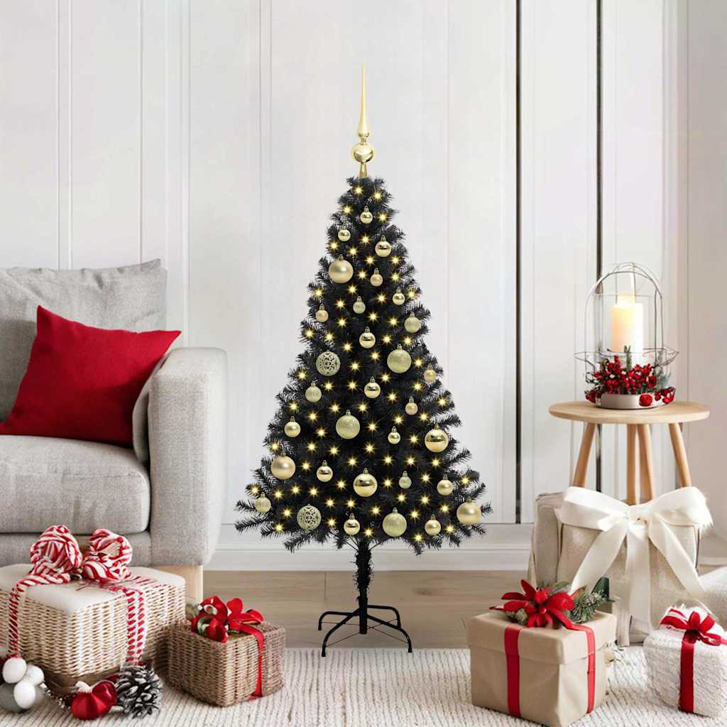 Sapin de Noël avec 150 LED avec support Noir 120 cm PVC - XIOS