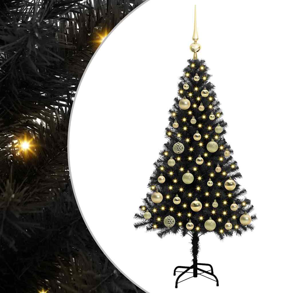 Sapin de Noël avec 150 LED avec support Noir 120 cm PVC - XIOS