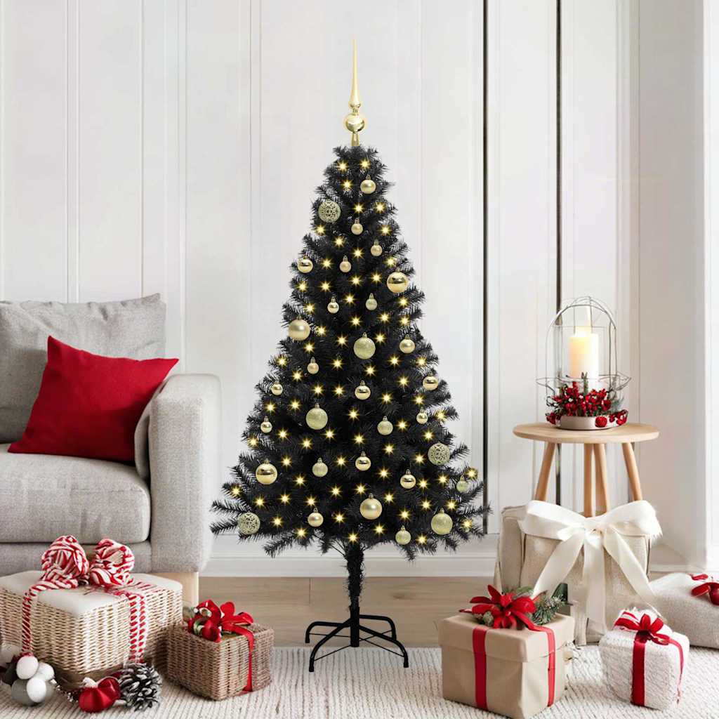Sapin de Noël avec 150 LED avec support Noir 150 cm PVC - XIOS
