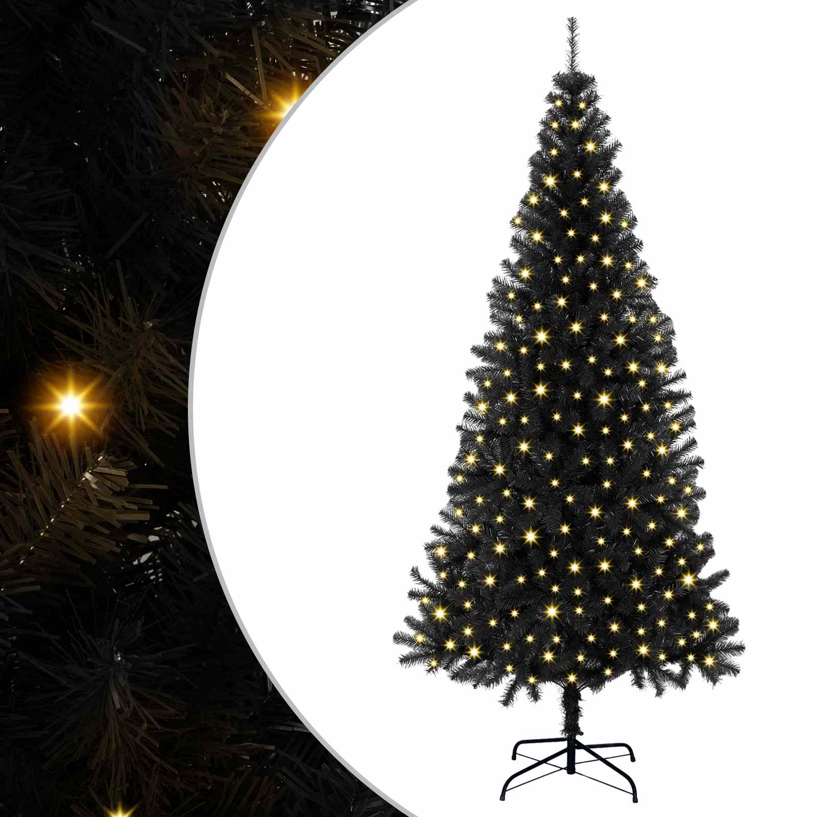 Sapin de Noël avec 300 LED avec support Noir 180 cm PVC - XIOS