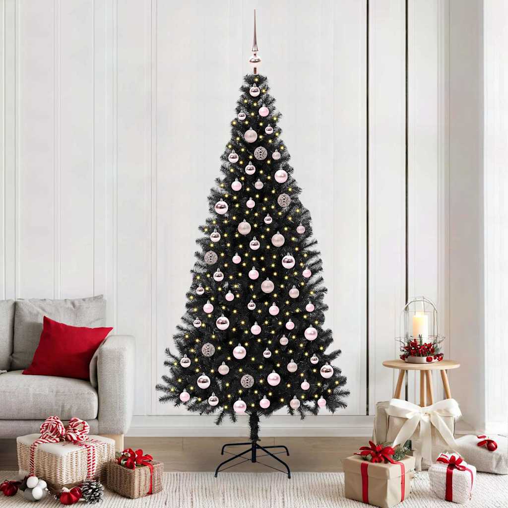 Sapin de Noël avec 300 LED avec support Noir 210 cm PVC - XIOS