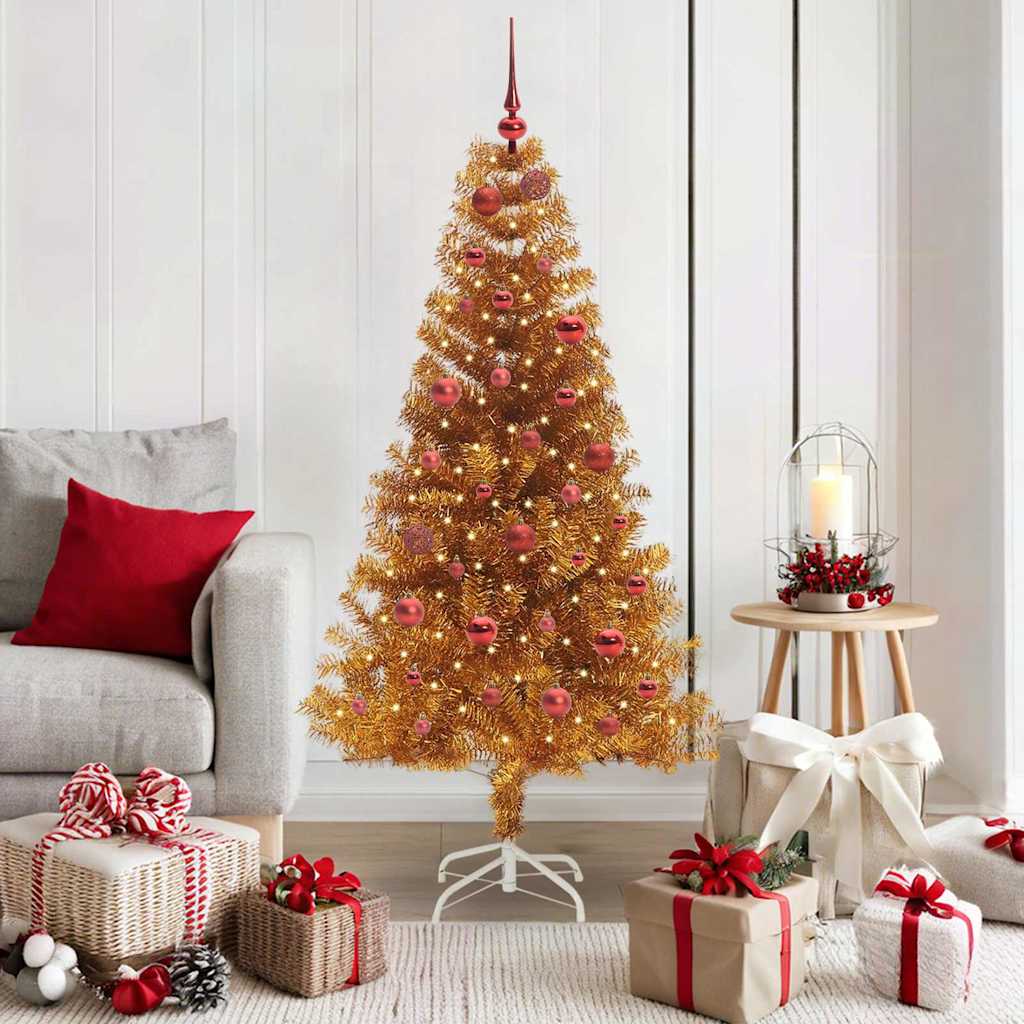 Sapin de Noël avec 150 LED avec support Doré 150 cm PET - XIOS