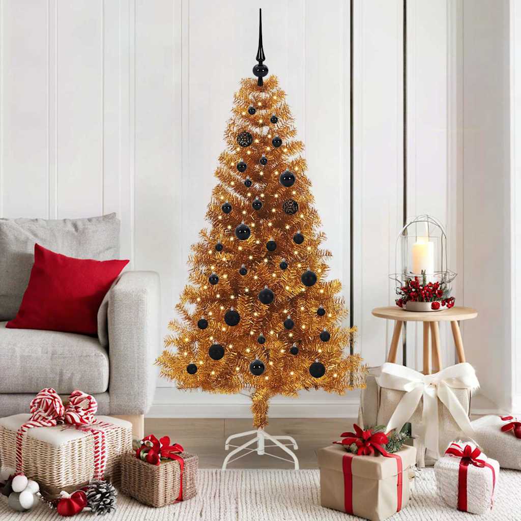 Sapin de Noël avec 150 LED avec support Doré 150 cm PET - XIOS