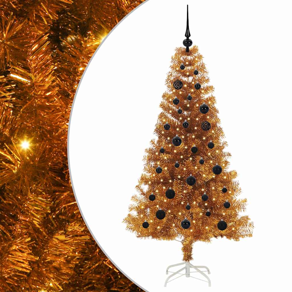 Sapin de Noël avec 150 LED avec support Doré 150 cm PET - XIOS