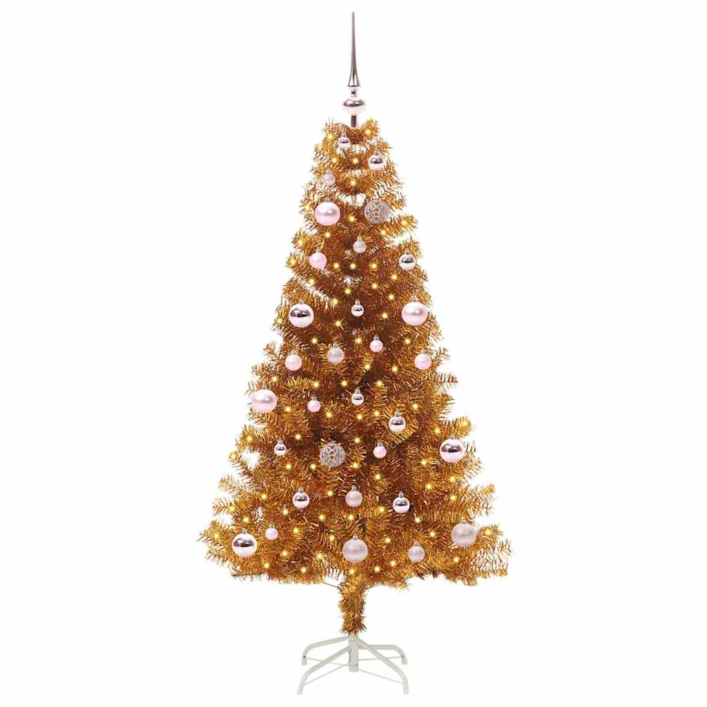 Sapin de Noël avec 150 LED avec support Doré 150 cm PET - XIOS