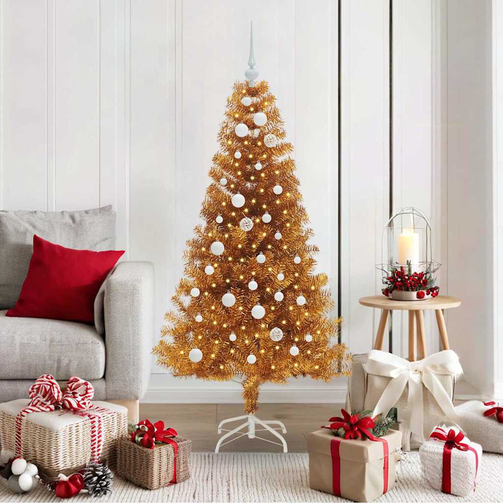 Sapin de Noël avec 150 LED avec support Doré 150 cm PET - XIOS