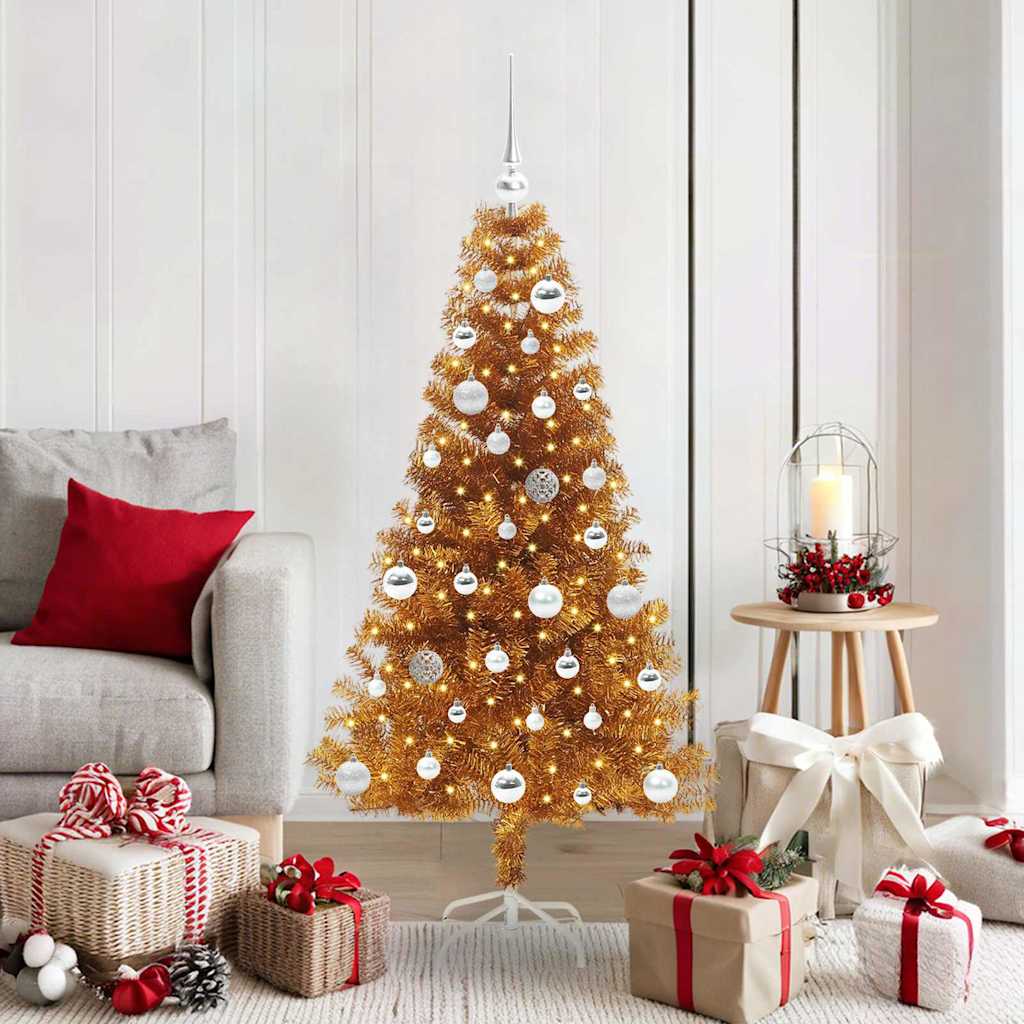 Sapin de Noël avec 150 LED avec support Doré 150 cm PET - XIOS