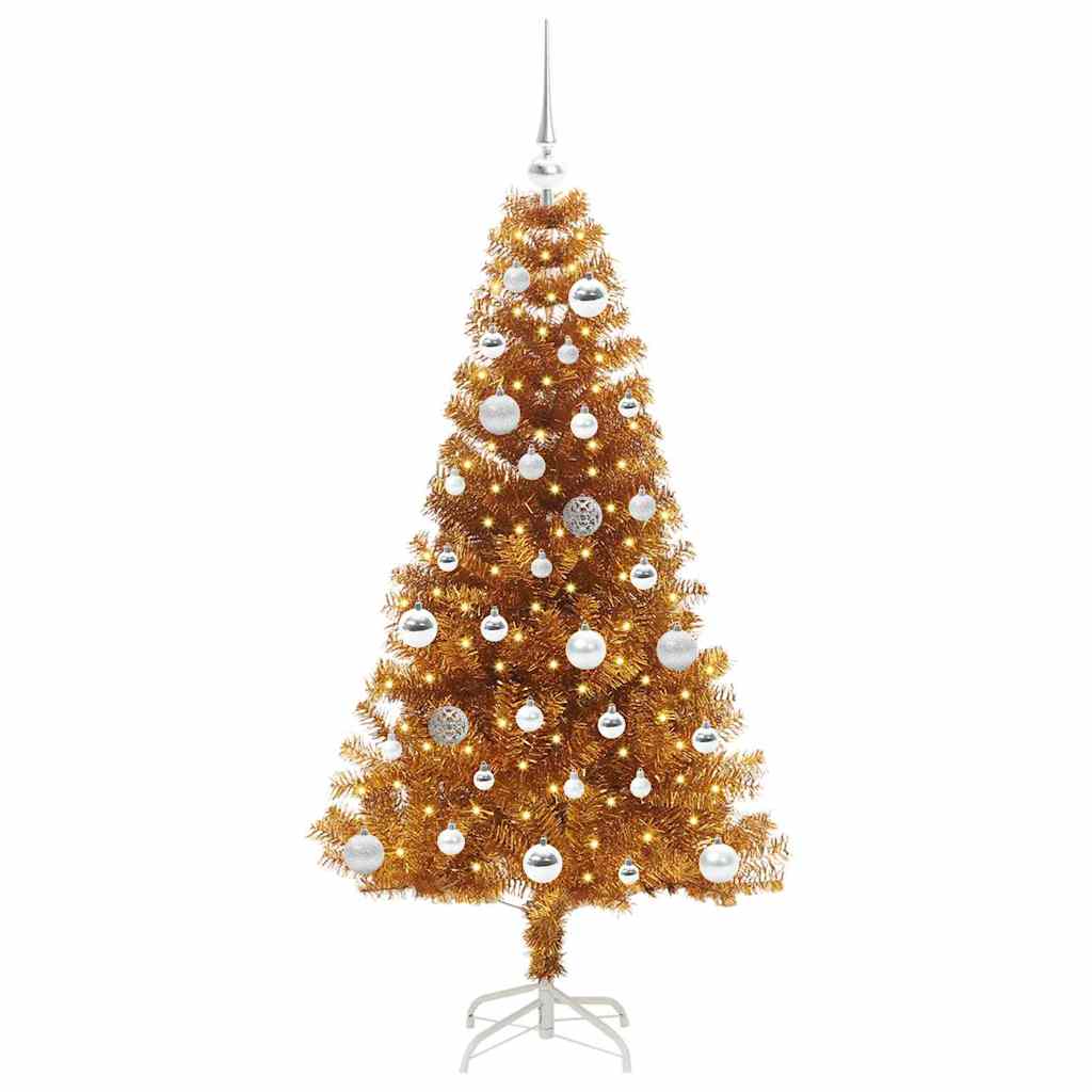 Sapin de Noël avec 150 LED avec support Doré 150 cm PET - XIOS