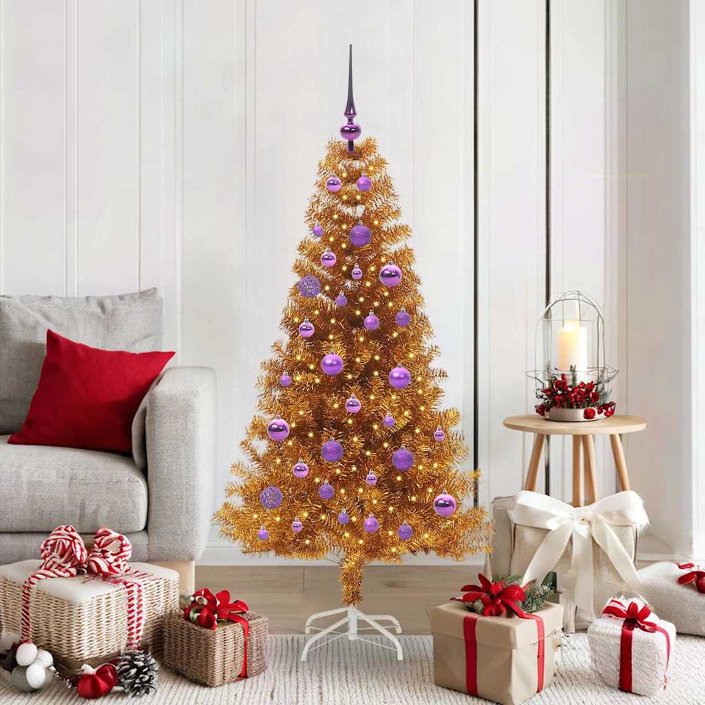 Sapin de Noël avec 150 LED avec support Doré 150 cm PET - XIOS