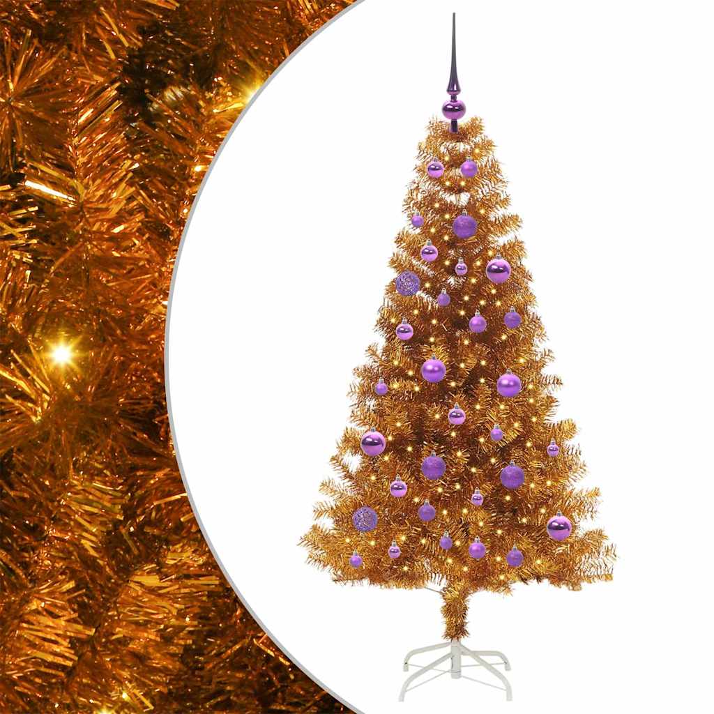 Sapin de Noël avec 150 LED avec support Doré 150 cm PET - XIOS