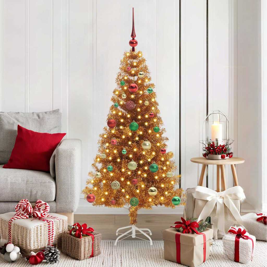 Sapin de Noël avec 150 LED avec support Doré 150 cm PET - XIOS