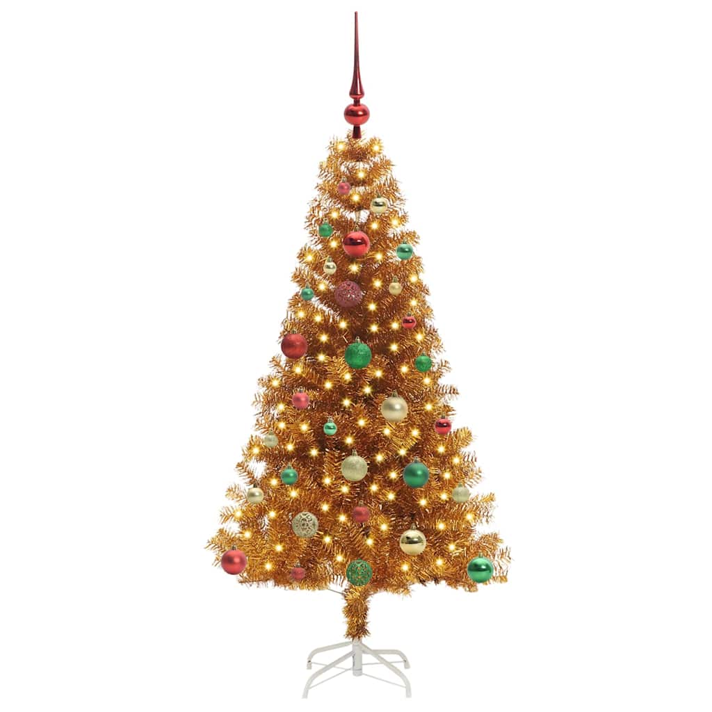 Sapin de Noël avec 150 LED avec support Doré 150 cm PET - XIOS