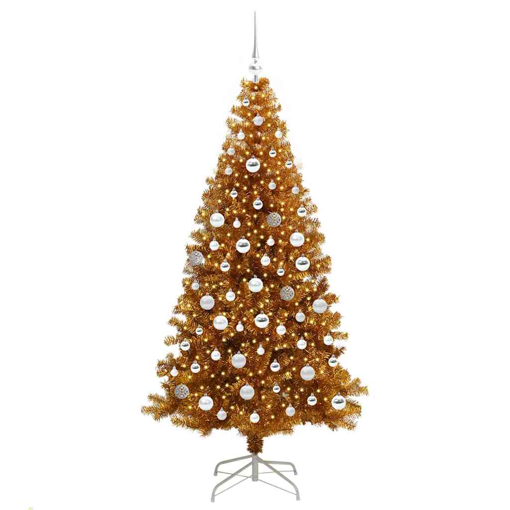 Sapin de Noël avec 300 LED avec support Doré 180 cm PET - XIOS