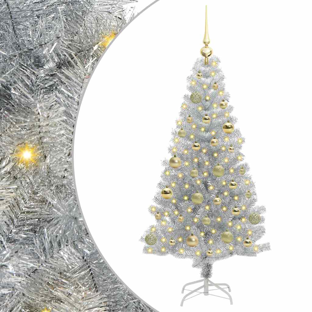 Sapin de Noël avec 150 LED avec support Argent 150 cm PET - XIOS