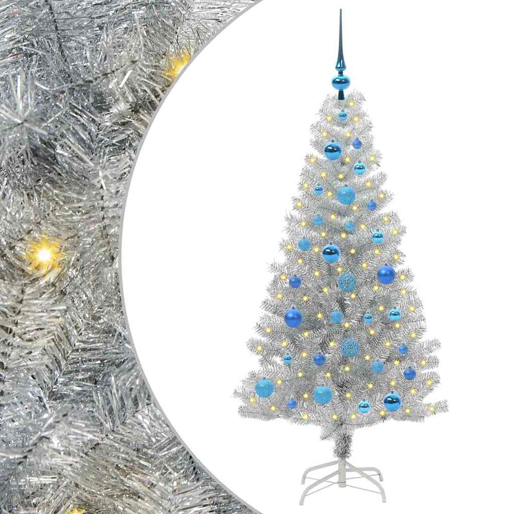 Sapin de Noël avec 150 LED avec support Argent 150 cm PET - XIOS