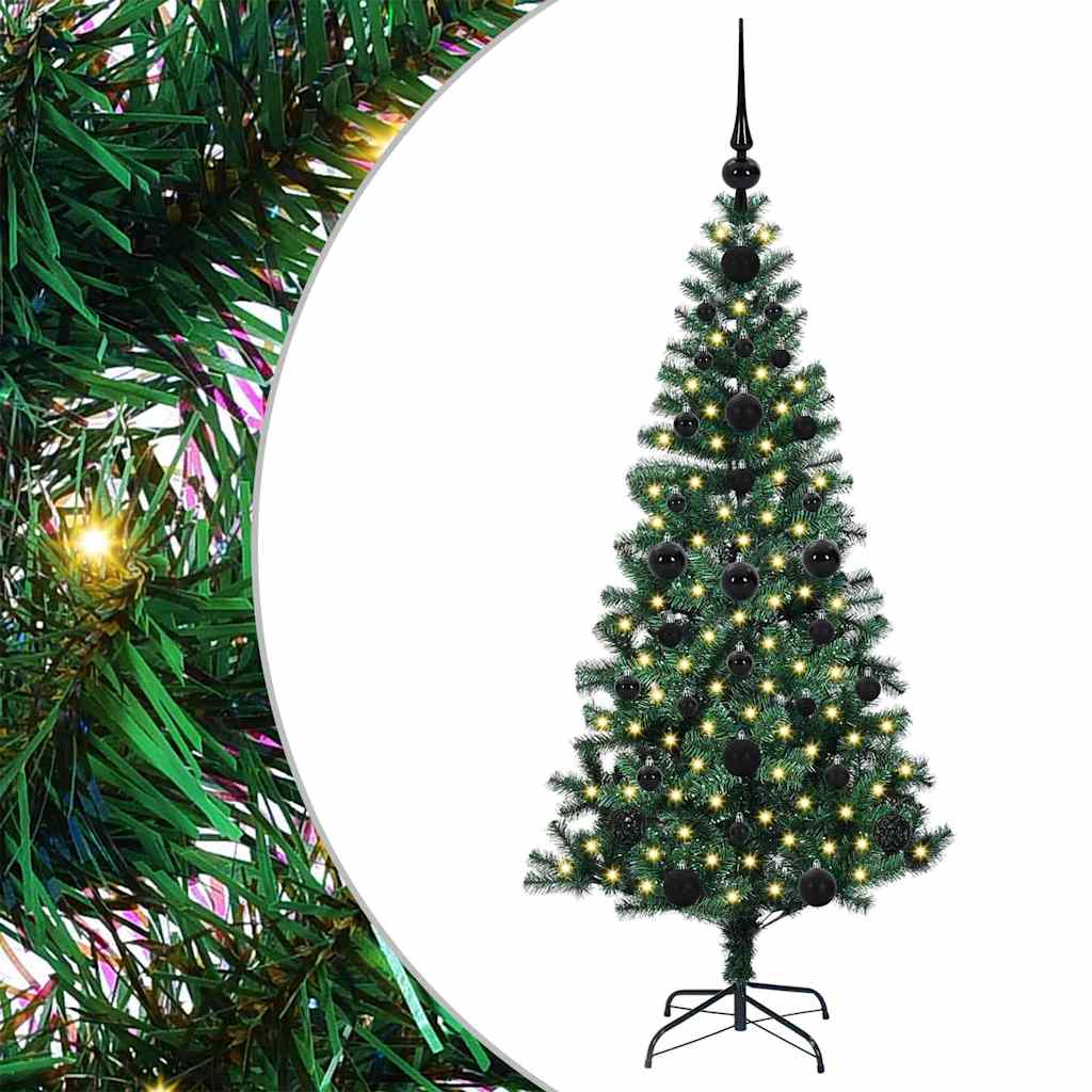 Sapin de Noël artificiel pré-éclairé Vert 120 cm PVC et métal - XIOS