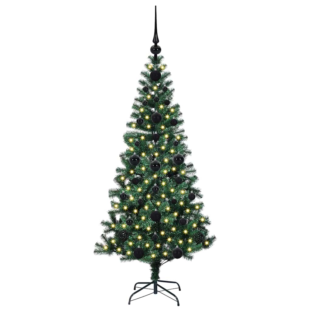 Sapin de Noël artificiel pré-éclairé Vert 120 cm PVC et métal - XIOS
