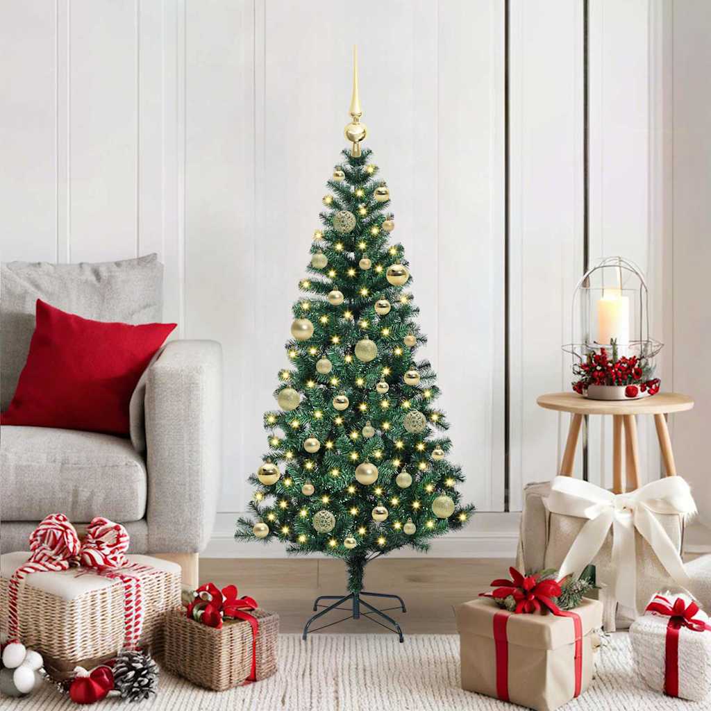 Sapin de Noël artificiel pré-éclairé Vert 120 cm PVC et métal - XIOS