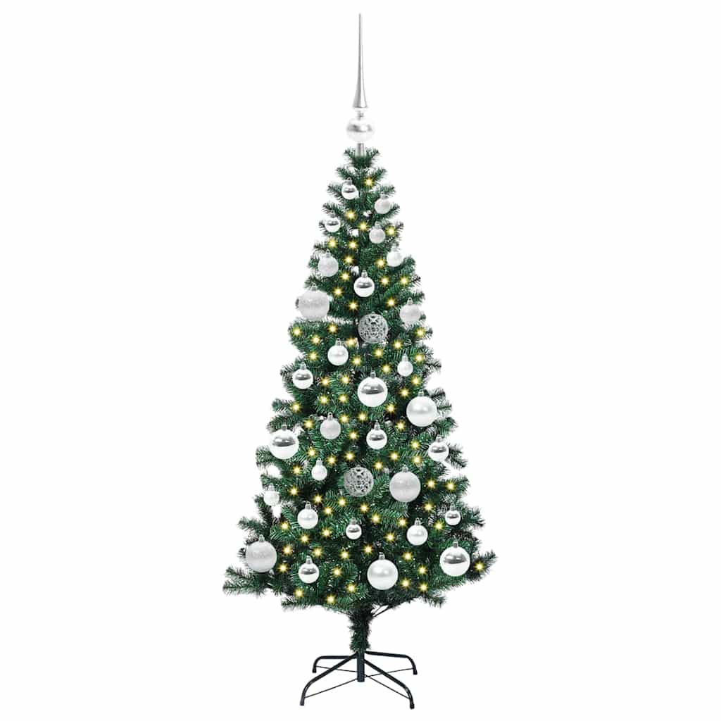 Sapin de Noël artificiel pré-éclairé Vert 120 cm PVC et métal - XIOS
