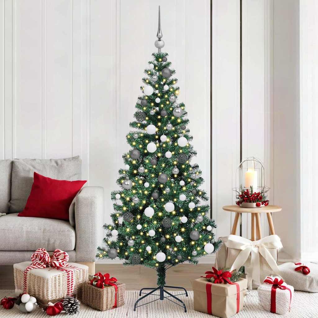 Sapin de Noël artificiel pré-éclairé Vert 180 cm PVC et métal - XIOS
