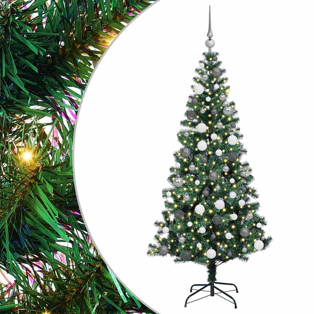 Sapin de Noël artificiel pré-éclairé Vert 180 cm PVC et métal - XIOS