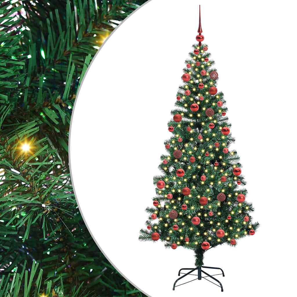 Sapin de Noël artificiel pré-éclairé Vert 180 cm PVC et métal - XIOS