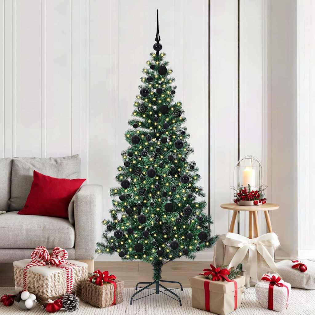 Sapin de Noël artificiel pré-éclairé Vert 180 cm PVC et métal - XIOS