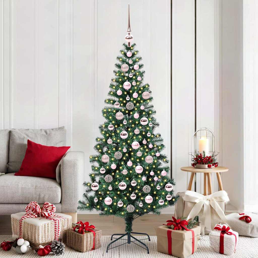 Sapin de Noël artificiel pré-éclairé Vert 180 cm PVC et métal - XIOS