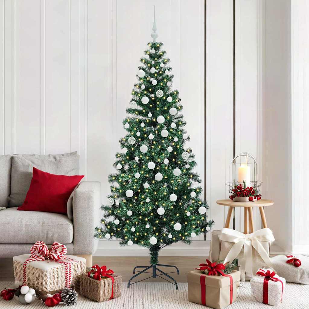 Sapin de Noël artificiel pré-éclairé Vert 180 cm PVC et métal - XIOS