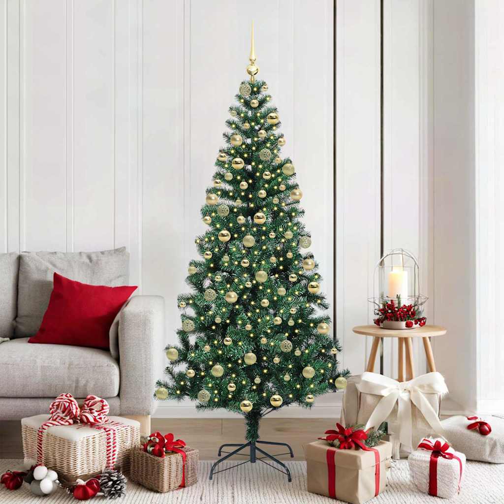 Sapin de Noël artificiel pré-éclairé Vert 180 cm PVC et métal - XIOS