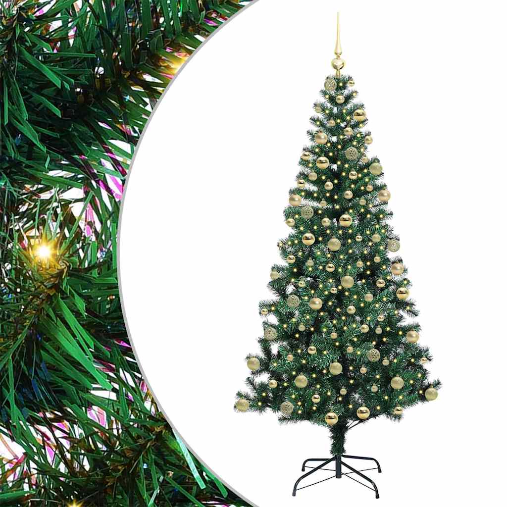 Sapin de Noël artificiel pré-éclairé Vert 180 cm PVC et métal - XIOS