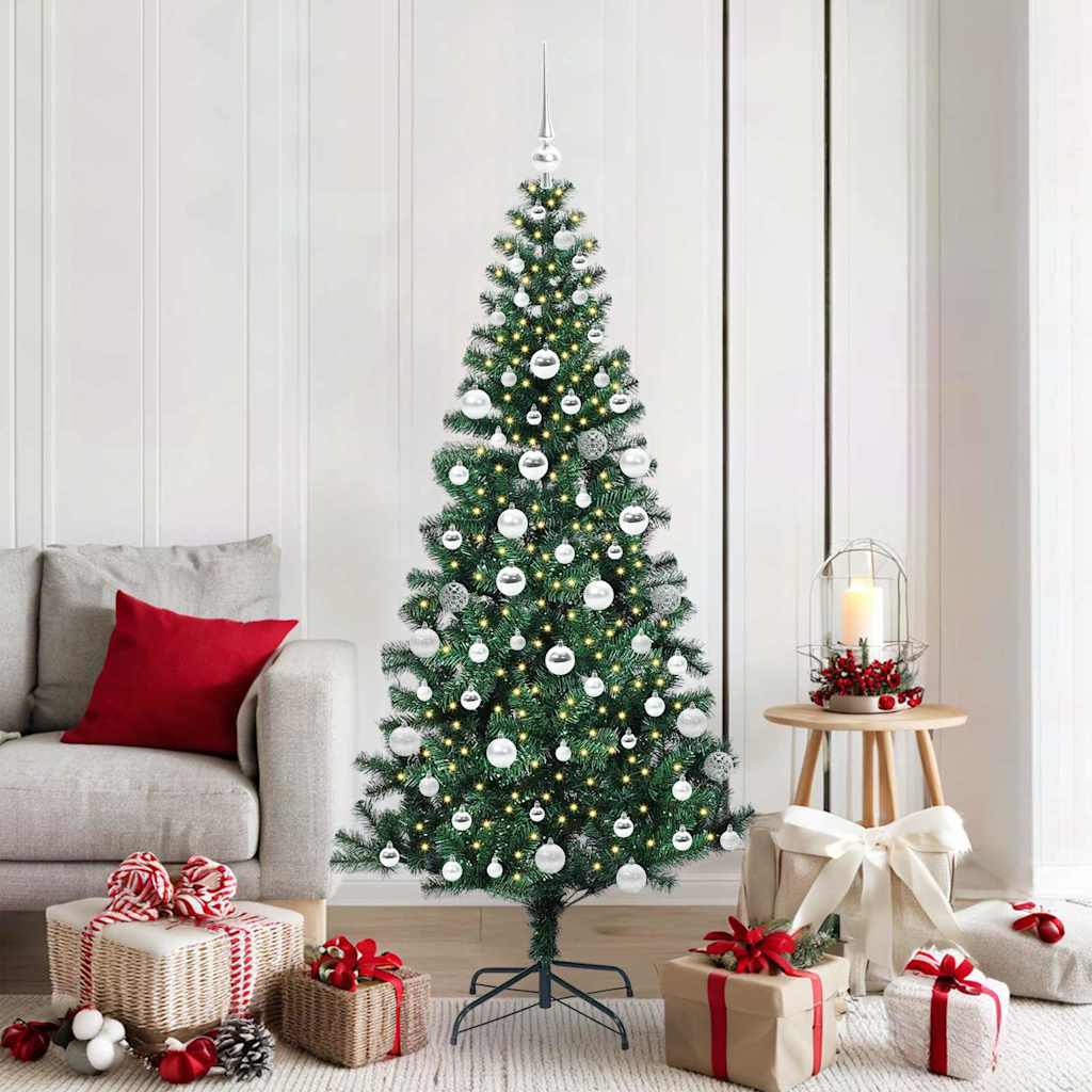 Sapin de Noël artificiel pré-éclairé Vert 180 cm PVC et métal - XIOS