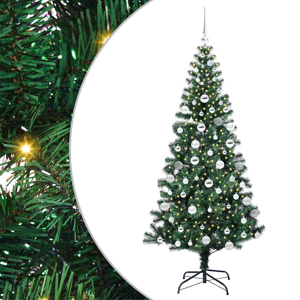Sapin de Noël artificiel pré-éclairé Vert 180 cm PVC et métal - XIOS