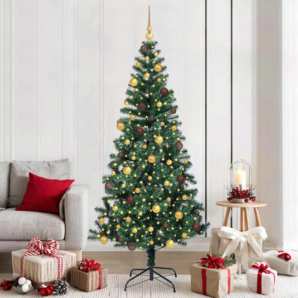 Sapin de Noël artificiel pré-éclairé Vert 210 cm PVC et métal - XIOS