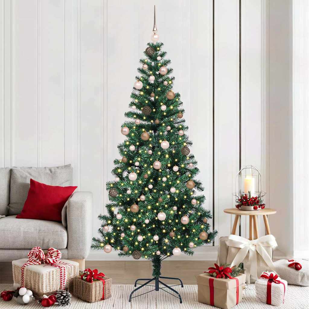 Sapin de Noël artificiel pré-éclairé Vert 210 cm PVC et métal - XIOS