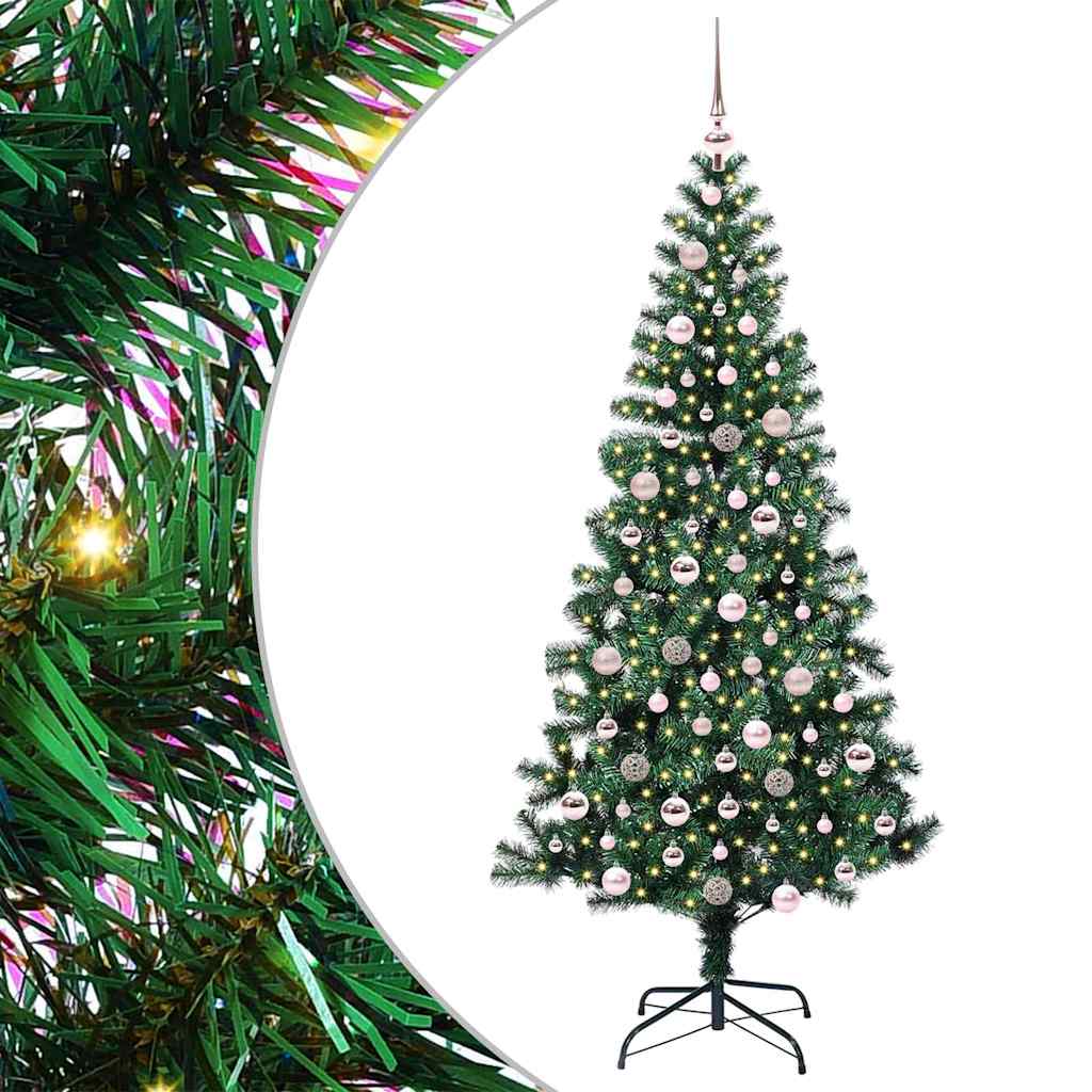 Sapin de Noël artificiel pré-éclairé Vert 210 cm PVC et métal - XIOS