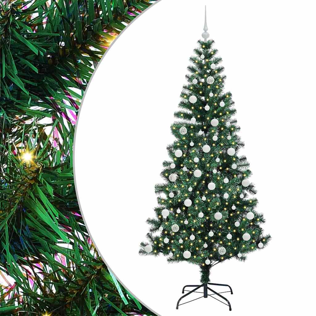 Sapin de Noël artificiel pré-éclairé Vert 210 cm PVC et métal - XIOS