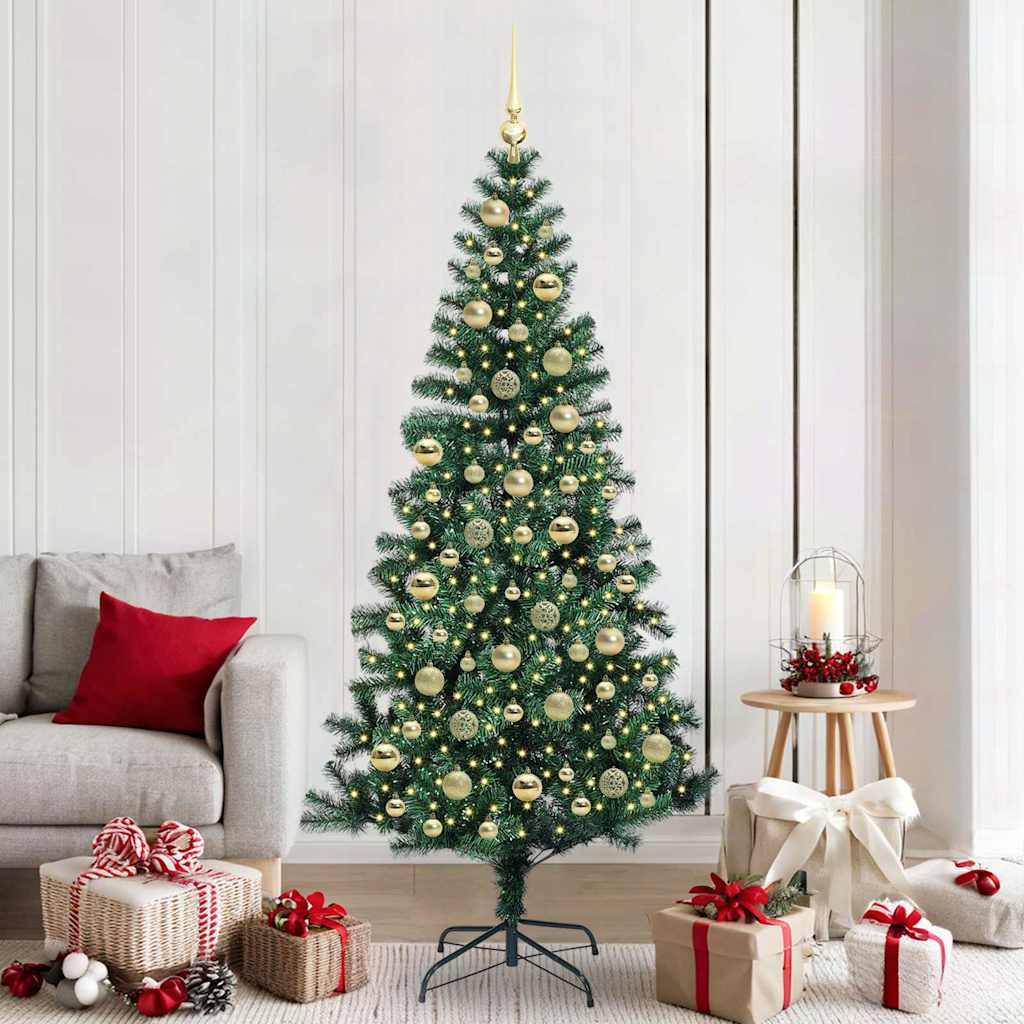 Sapin de Noël artificiel pré-éclairé Vert 210 cm PVC et métal - XIOS
