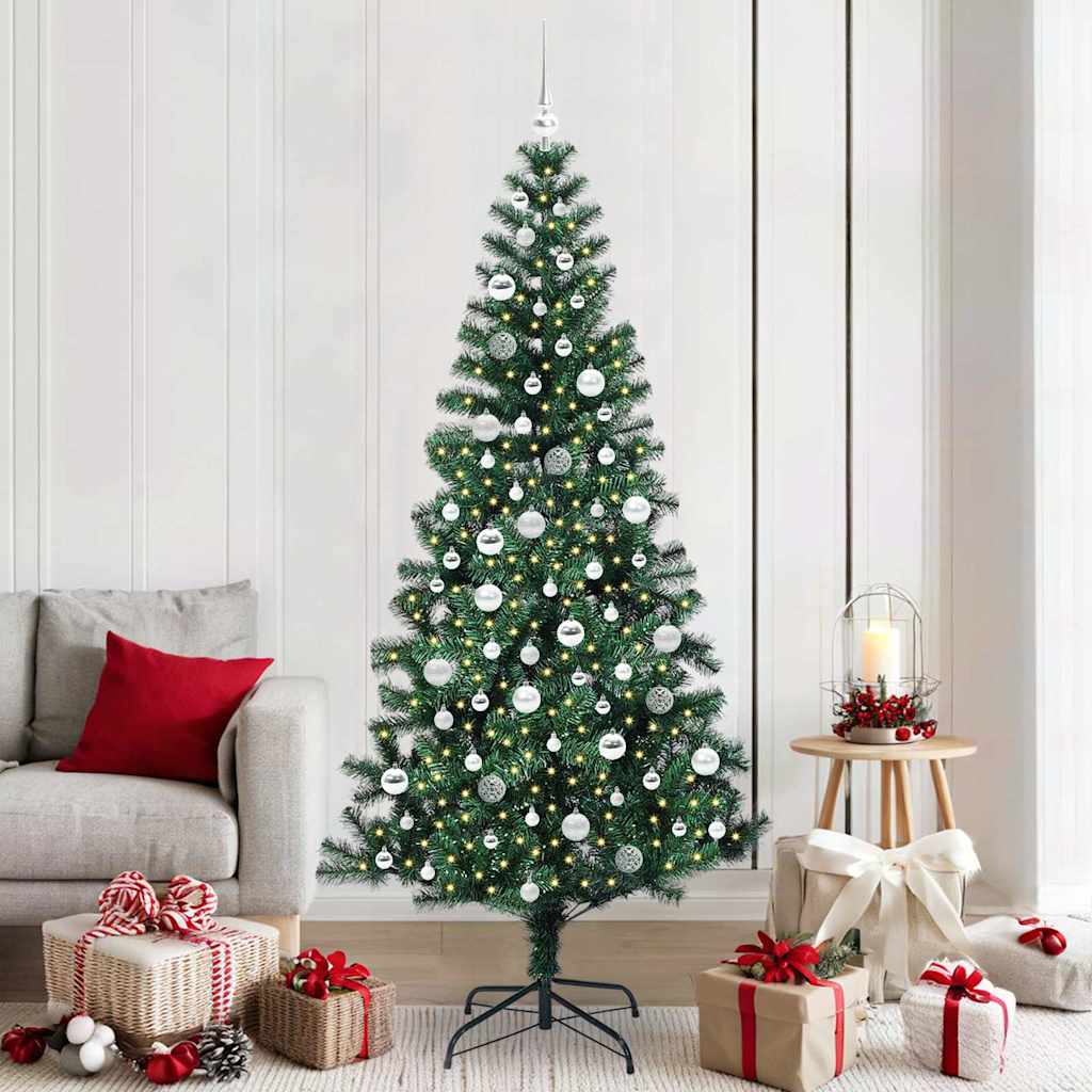 Sapin de Noël artificiel pré-éclairé Vert 210 cm PVC et métal - XIOS