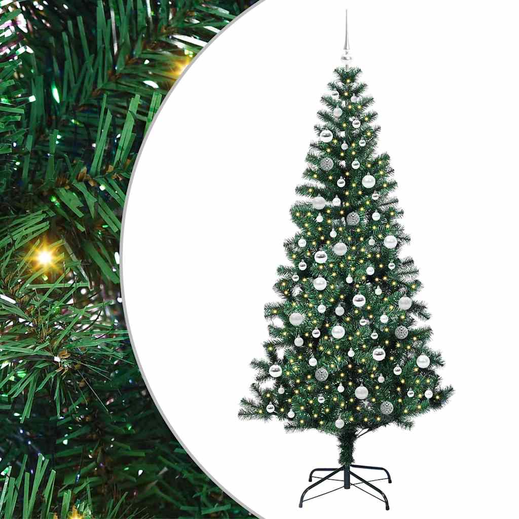 Sapin de Noël artificiel pré-éclairé Vert 210 cm PVC et métal - XIOS