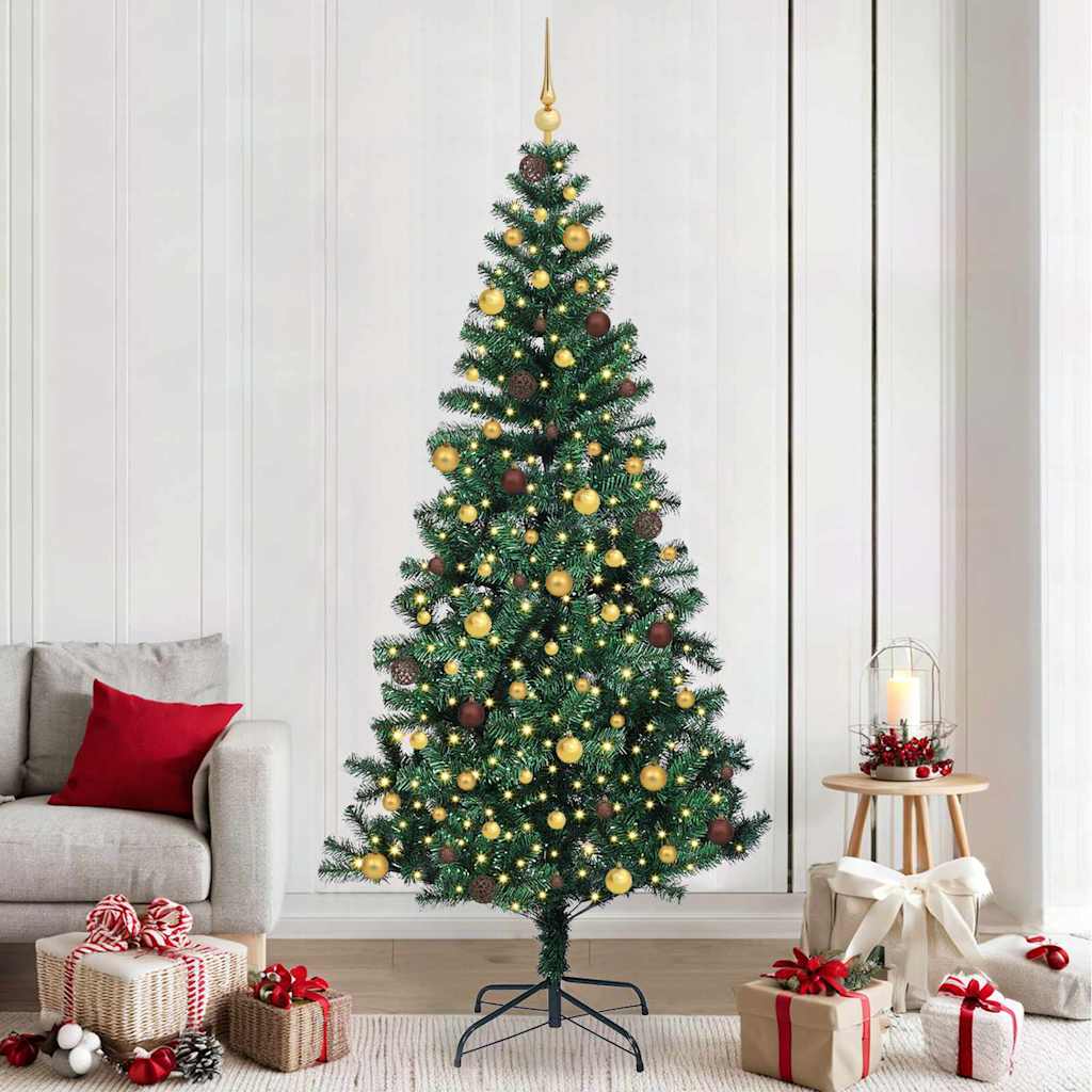 Sapin de Noël artificiel pré-éclairé Vert 240 cm PVC et métal - XIOS