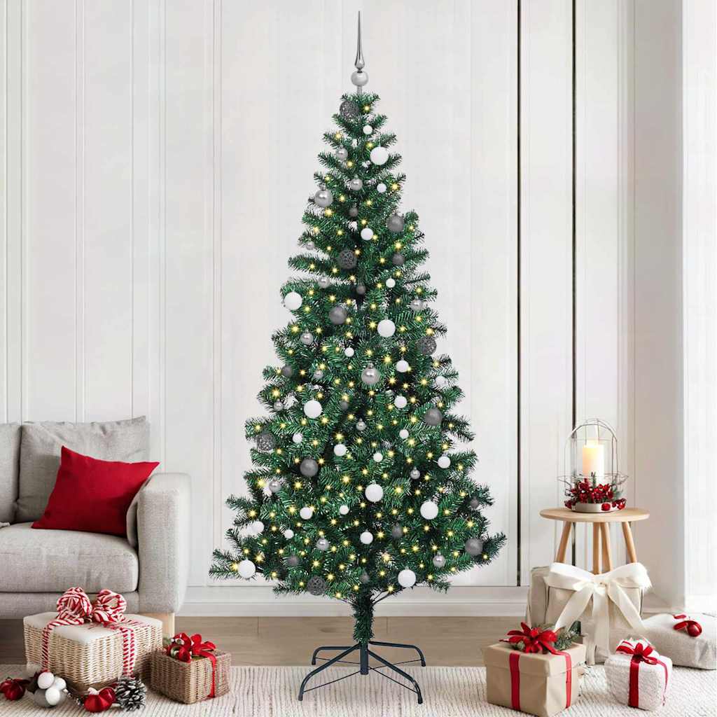 Sapin de Noël artificiel pré-éclairé Vert 240 cm PVC et métal - XIOS
