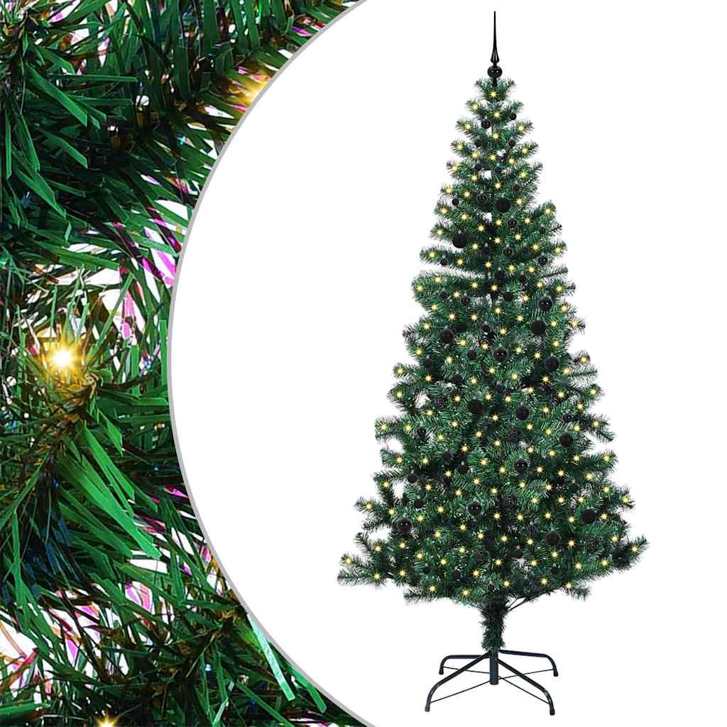 Sapin de Noël artificiel pré-éclairé Vert 240 cm PVC et métal - XIOS